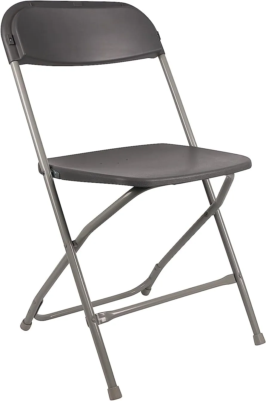 100 Gray Plastic Folding Chairs Steel Frame Commercial High-Capacity Event lightweight for Office Wedding Party Picnic Kitchen Dining School Set of 100