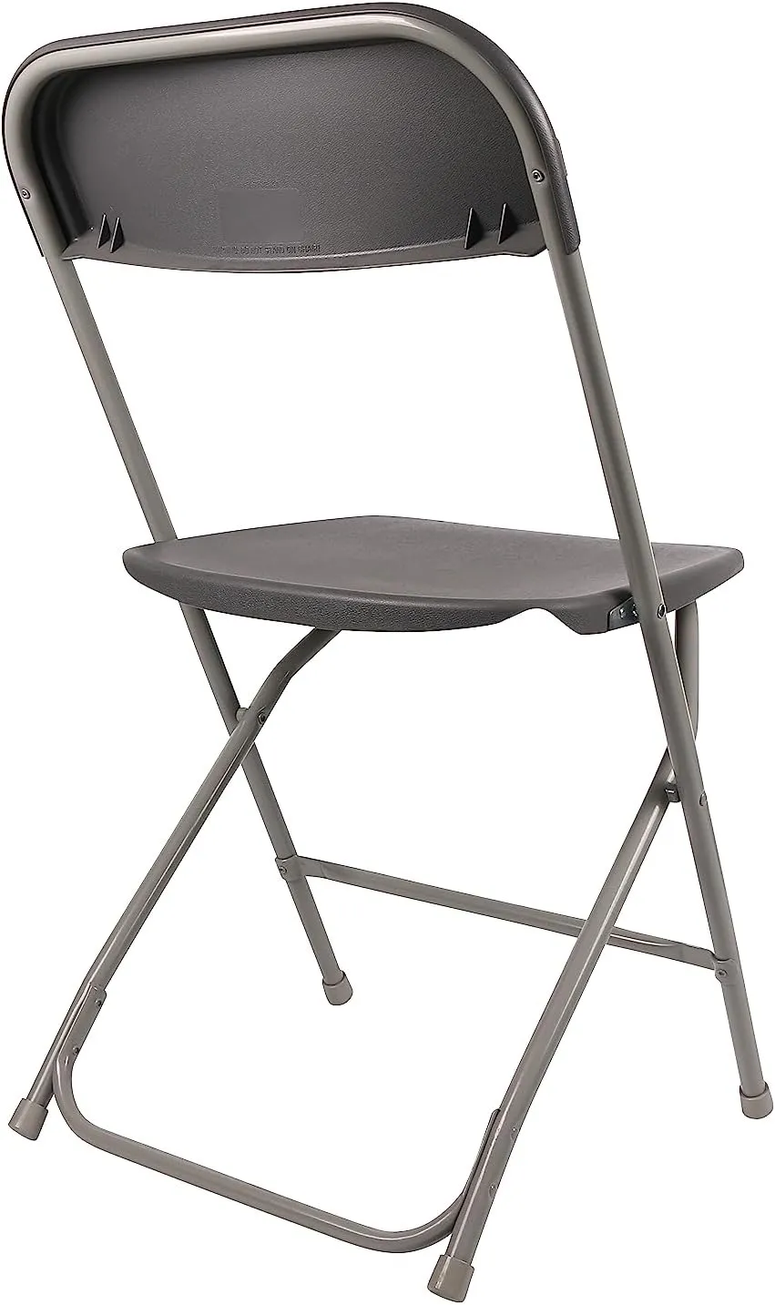 100 Gray Plastic Folding Chairs Steel Frame Commercial High-Capacity Event lightweight for Office Wedding Party Picnic Kitchen Dining School Set of 100