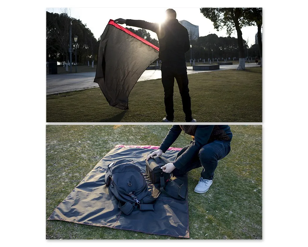 150 x 100CM Foldable Picnic Blanket - Black