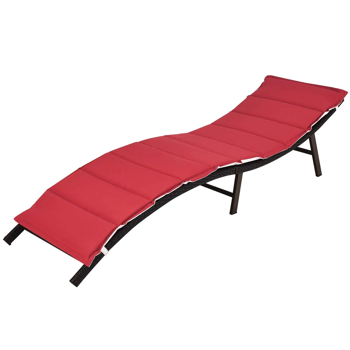 2 Pieces Patio Rattan Chaise Lounge, Outdoor Wicker Lounge Chair