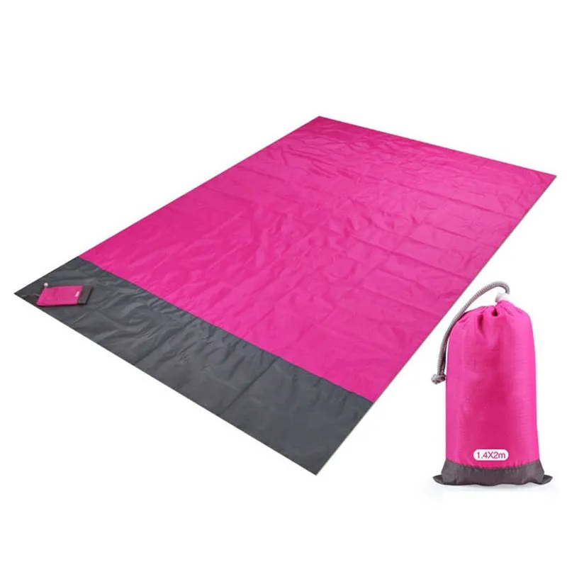 2x2.1m Pocket Beach Blanket Folding Camping Mat Mattress Portable Lightweight Mat Outdoor Picnic Mat Sand Beach Mat