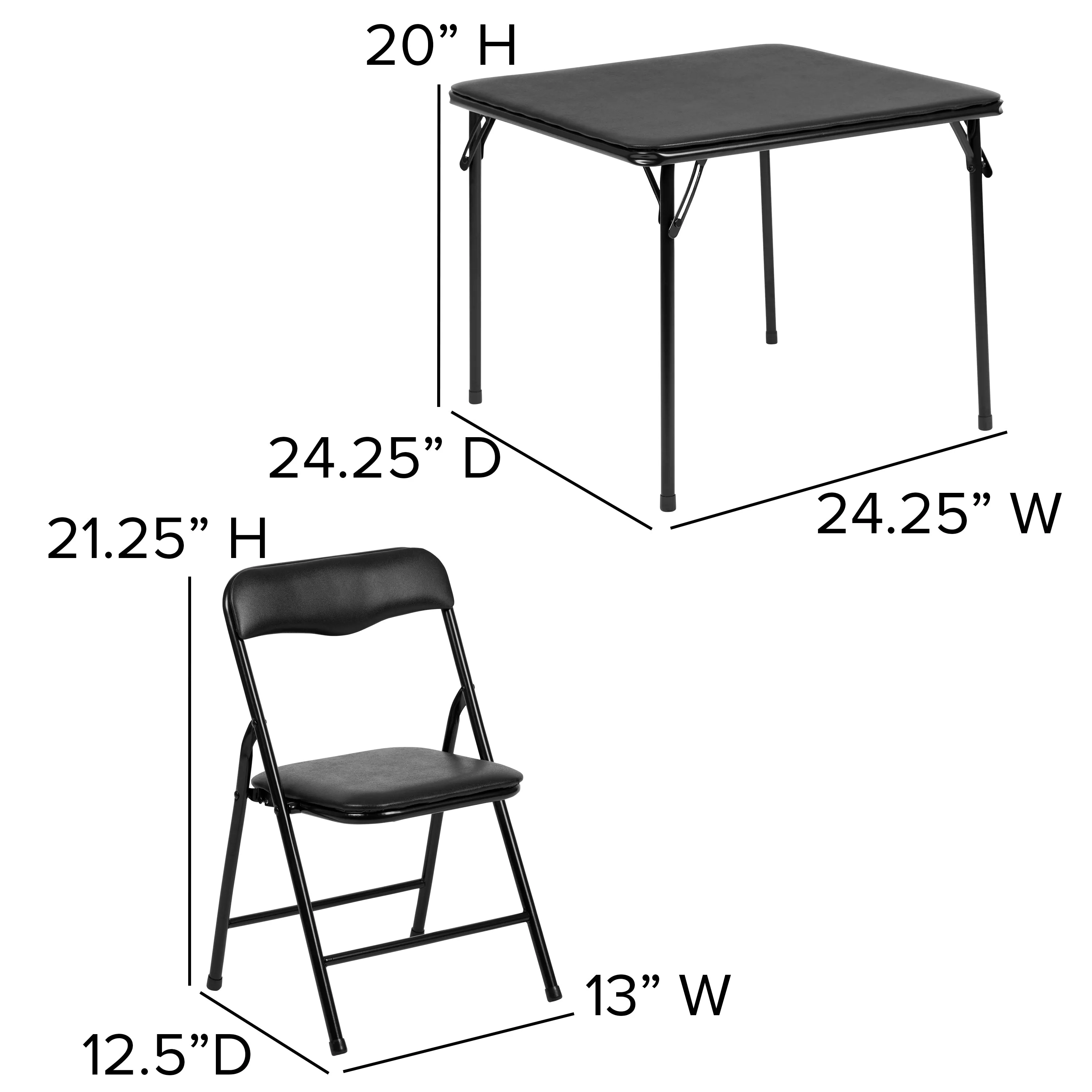 5 PC Kids Folding Table Set JB-9-KID-BK-GG