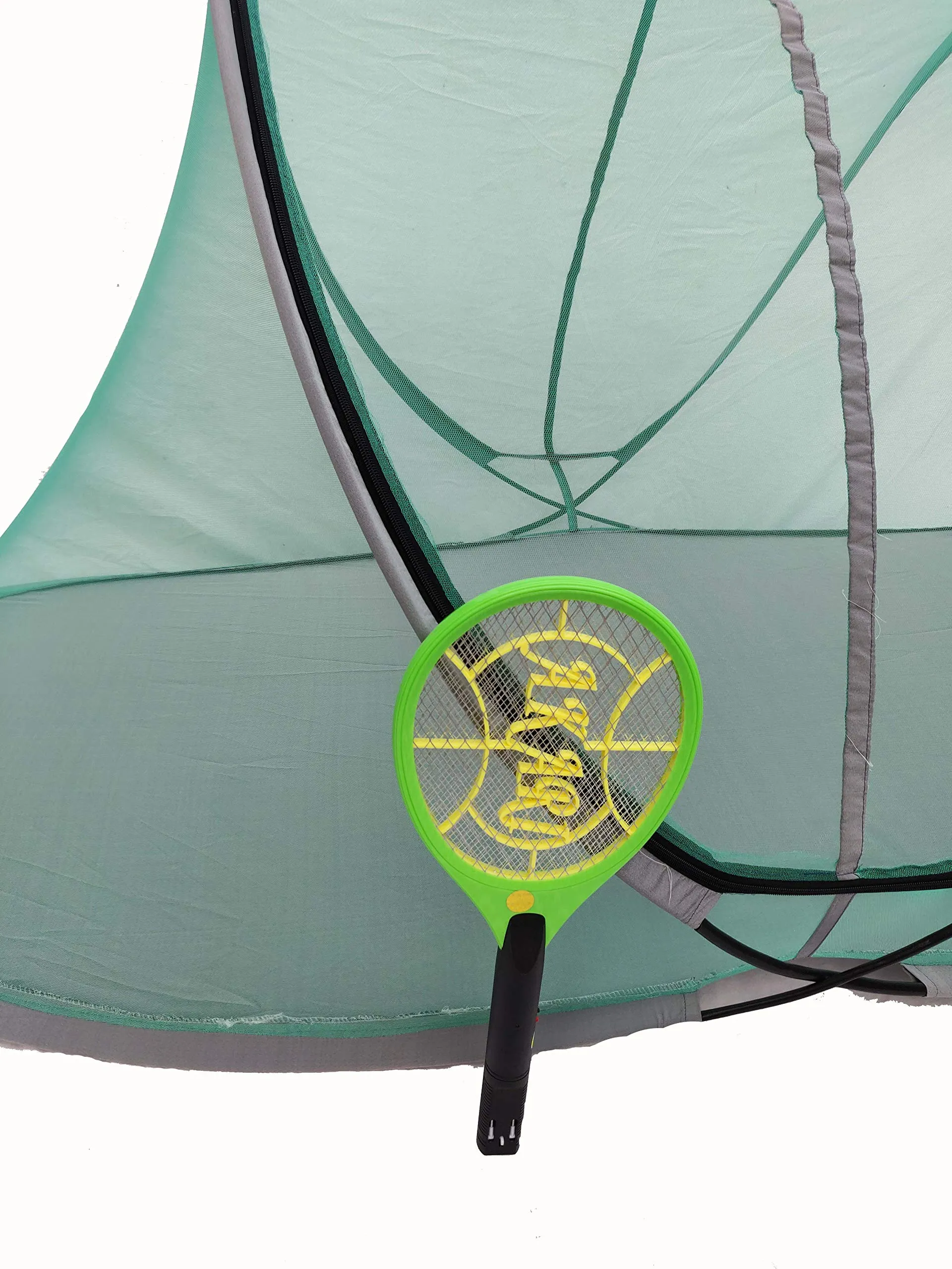 Aim Emporium Polyester Adults Single Bed Fordable Mosquito Net with Mosquito Bat Free (Green Color)