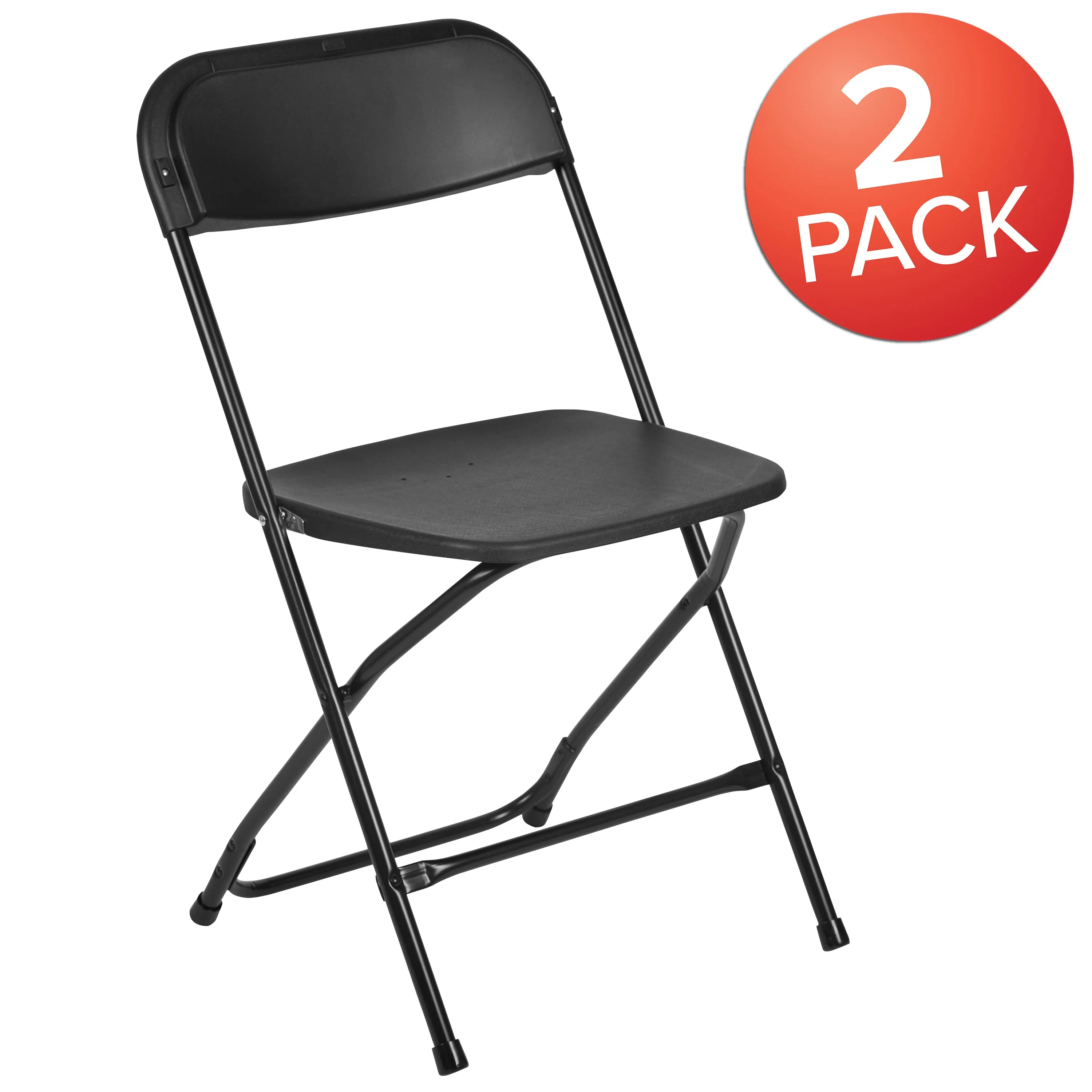 Black Plastic Folding Chair 2-LE-L-3-BK-GG