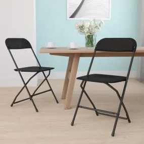 Black Plastic Folding Chair 2-LE-L-3-BK-GG