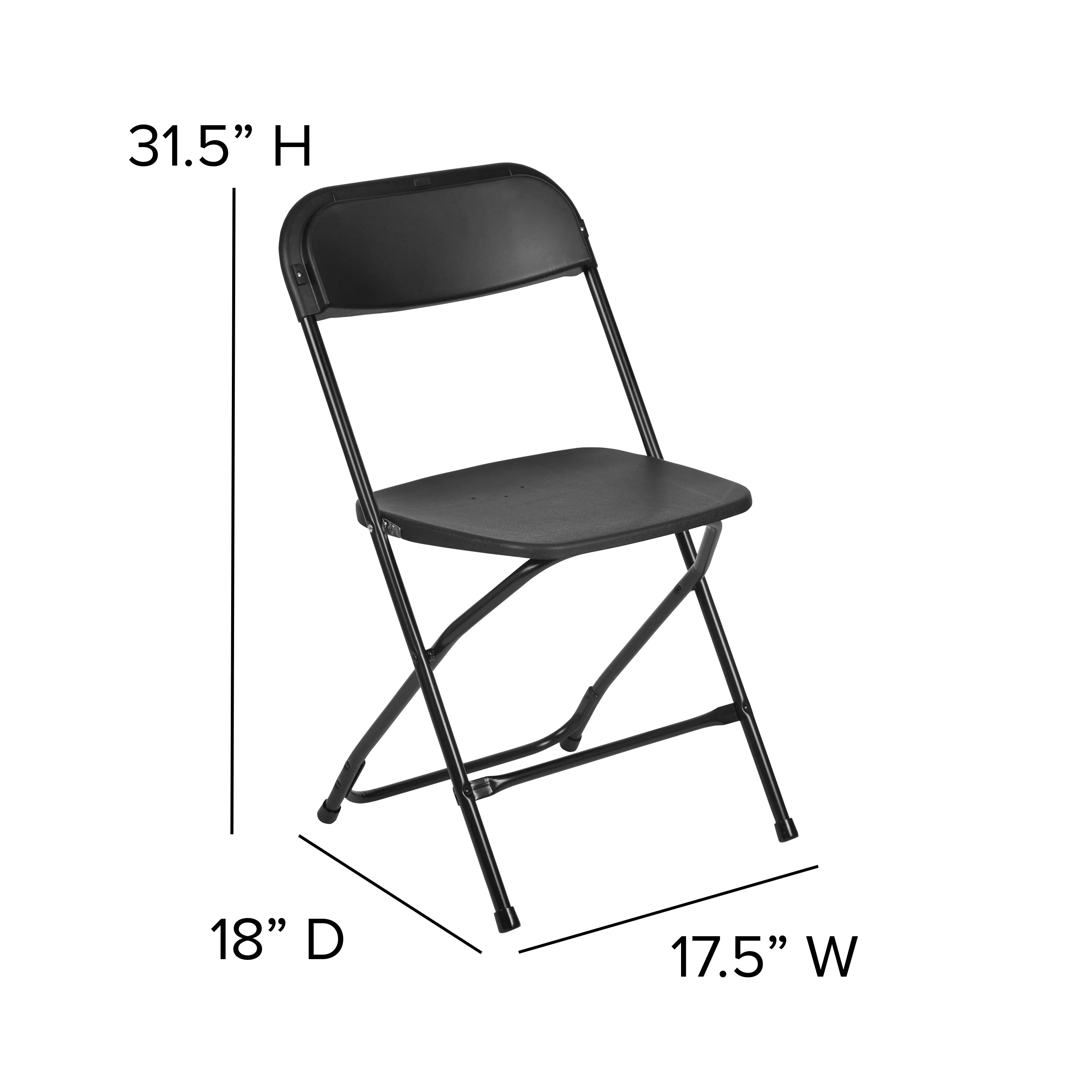 Black Plastic Folding Chair 2-LE-L-3-BK-GG