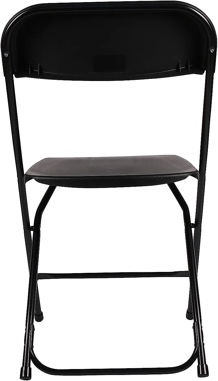 BTExpert Black Plastic Folding Chair Steel Frame Commercial High Capacity Event Chair lightweight Set for Office Wedding Party Picnic Kitchen Dining Church School Set of 8