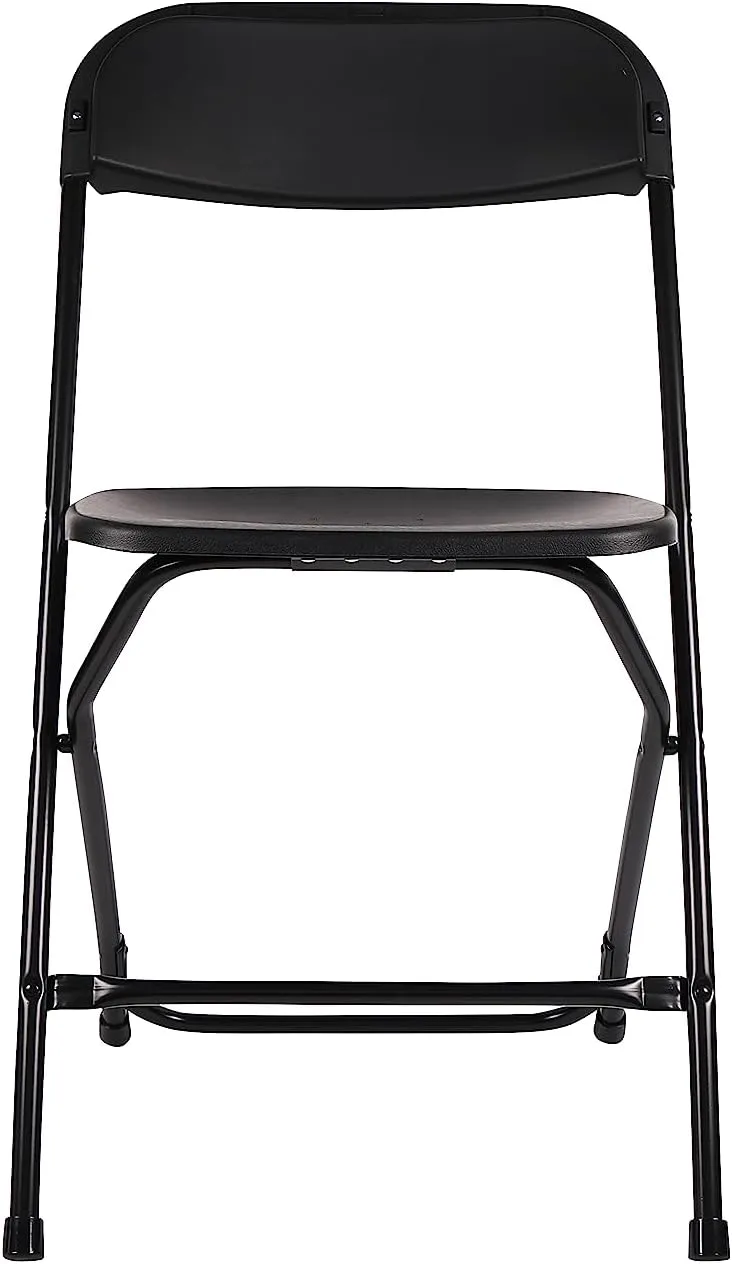 BTExpert Black Plastic Folding Chair Steel Frame Commercial High Capacity Event Chair lightweight Set for Office Wedding Party Picnic Kitchen Dining Church School Set of 8