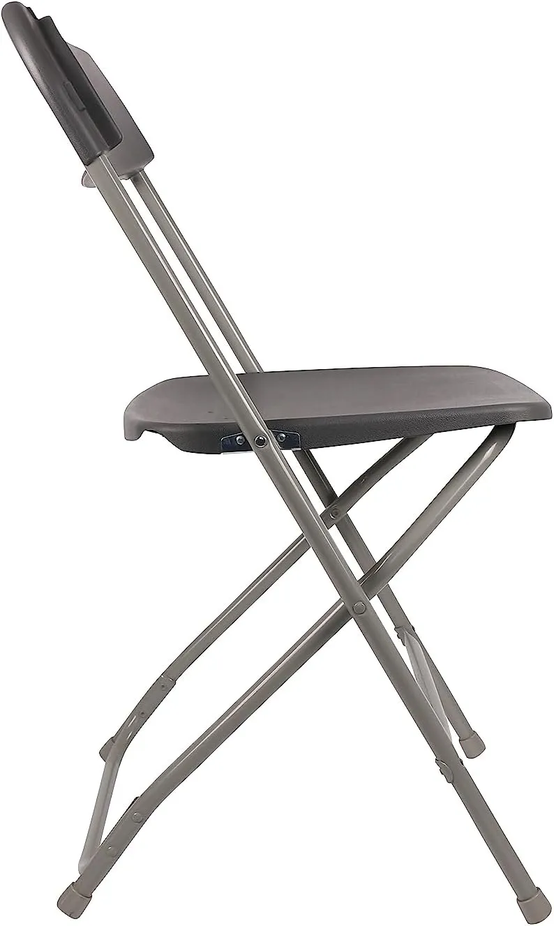 BTExpert Gray Plastic Folding Chair Steel Frame Commercial High Capacity Event Chair lightweight Set for Office Wedding Party Picnic Kitchen Dining Church School Set of 2