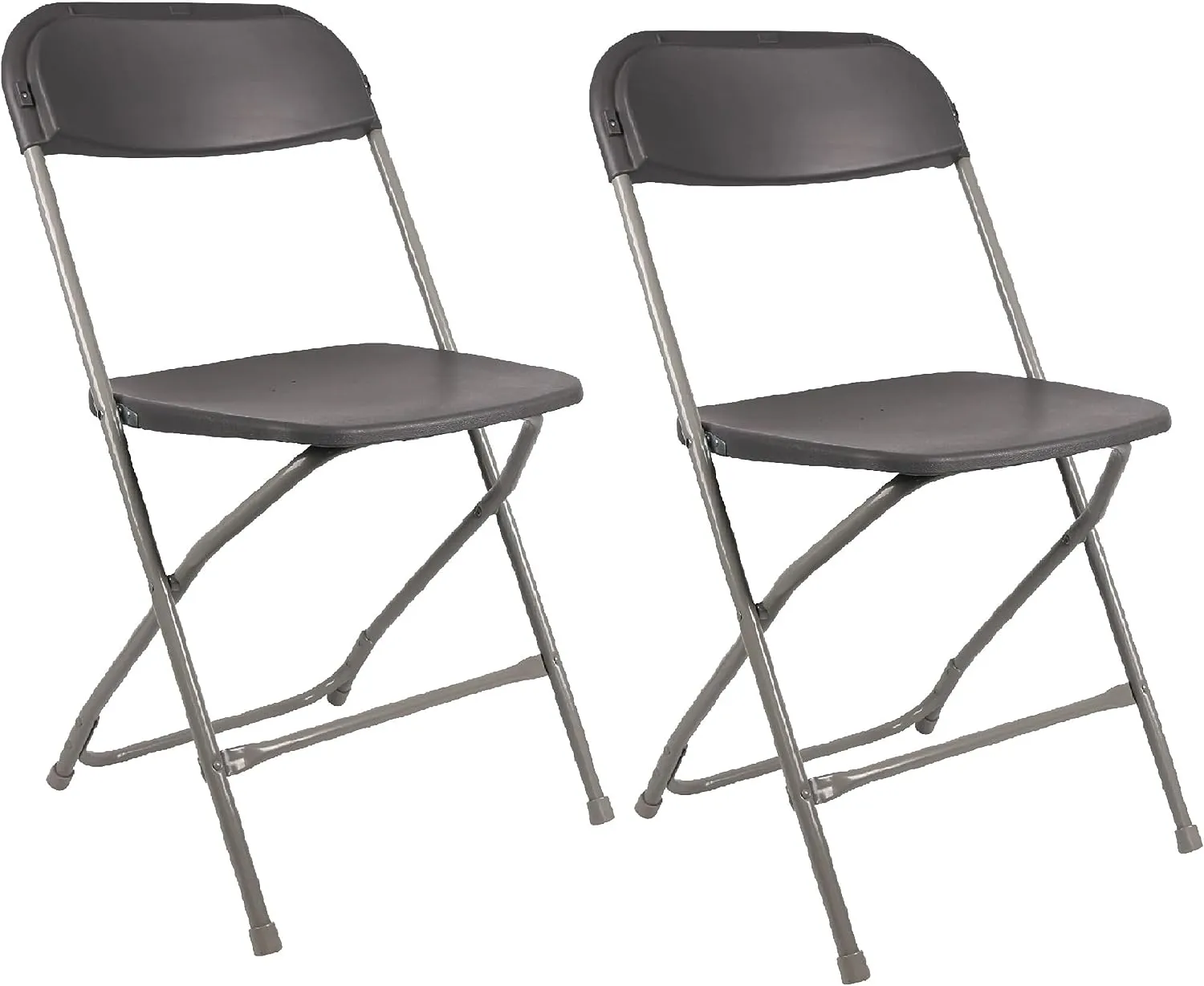 BTExpert Gray Plastic Folding Chair Steel Frame Commercial High Capacity Event Chair lightweight Set for Office Wedding Party Picnic Kitchen Dining Church School Set of 2