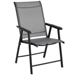 BTExpert Heavy Duty Patio Folding Chair Outdoor Indoor Portable Dining Sling Back Metal Frame with Armrests Lawn Pool Courtyard Porch Balcony Garden (1)