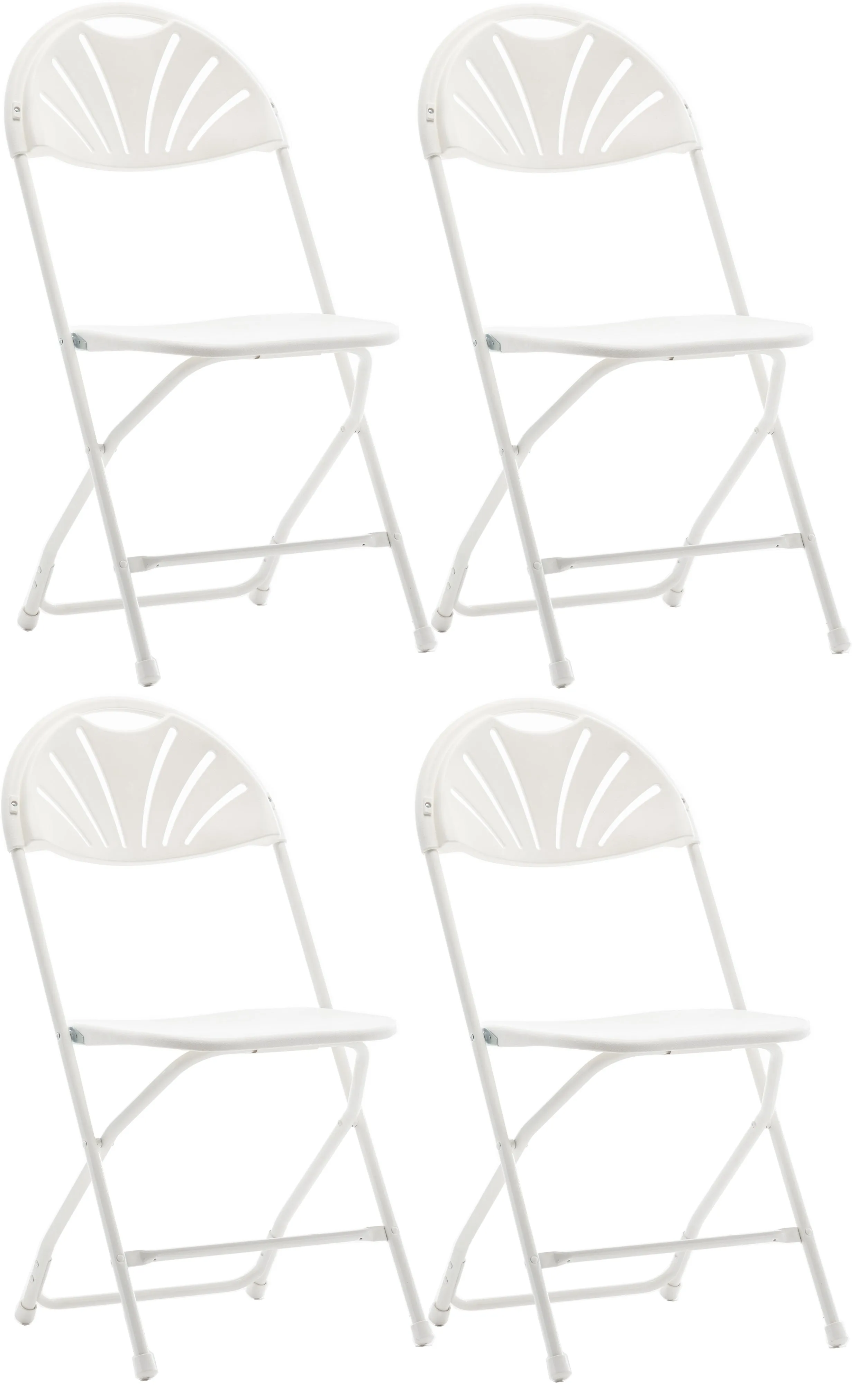 BTExpert White Plastic Folding Chair Steel Frame Commercial High Capacity Event Chair lightweight Wedding Party Set of 4