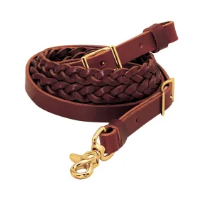 Burgundy Classic 3-Plait Roper Reins, 5/8"