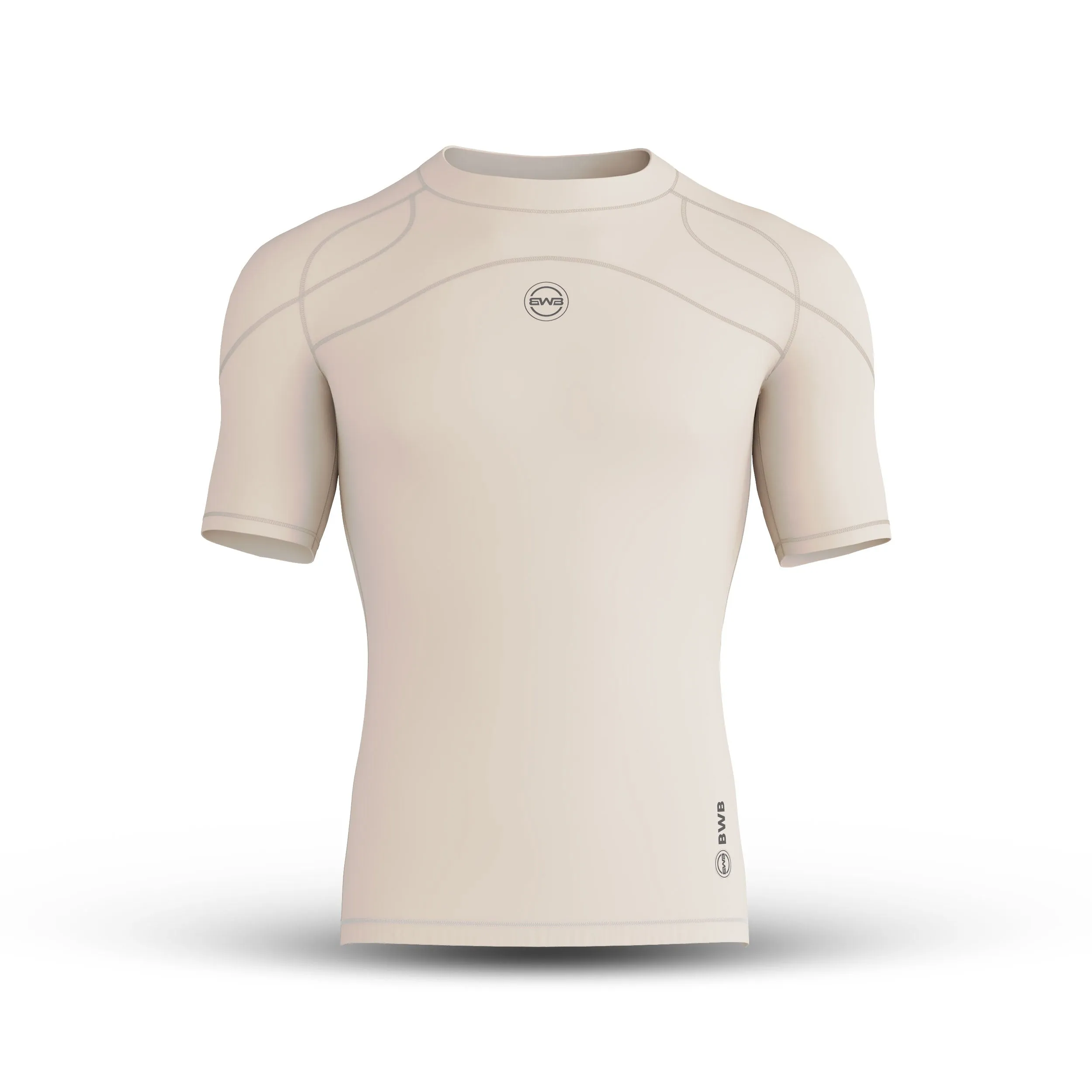 BWB Men's Beige Short Sleeve Compression Shirt