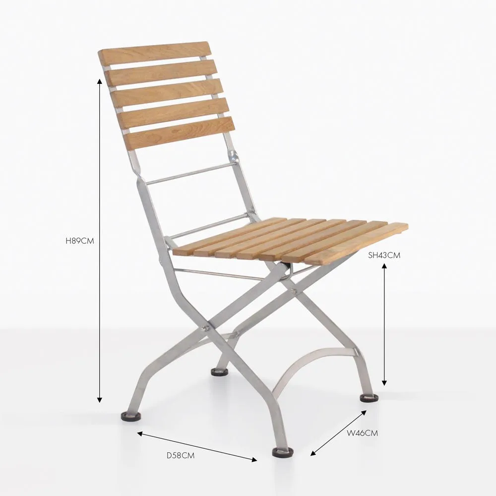 Cafe Teak Folding Dining Side Chair