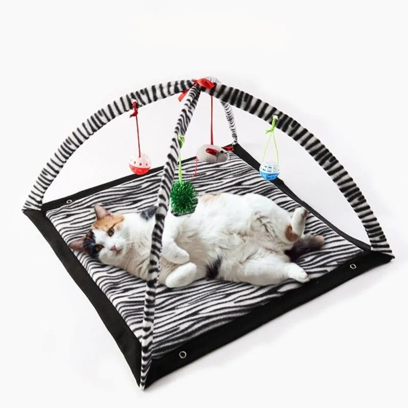 Cat Activity Center Mat Tent With Hanging Toys