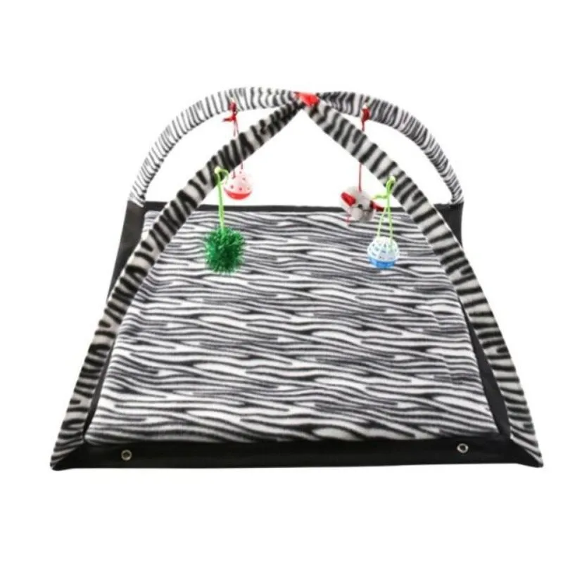 Cat Activity Center Mat Tent With Hanging Toys