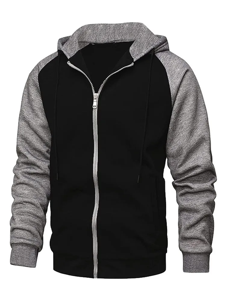 Contrast Color Zipper Hoodies Jacket