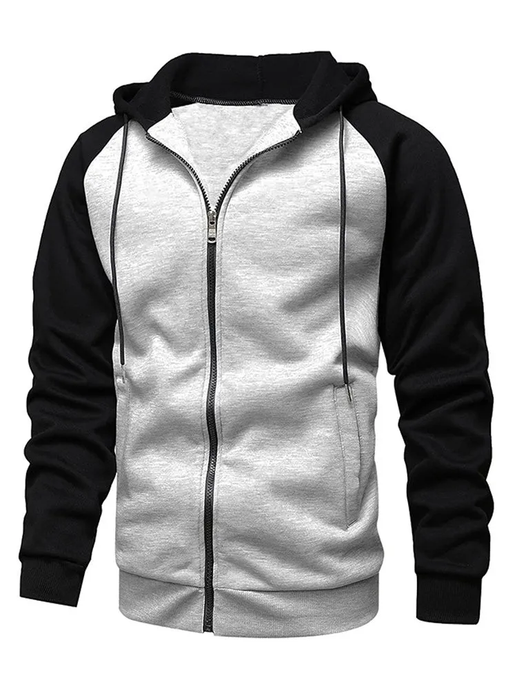 Contrast Color Zipper Hoodies Jacket