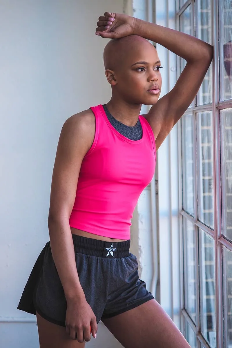 Cropped Racerback Tank in Power Pink