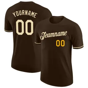 Custom Brown Cream-Gold Performance T-Shirt