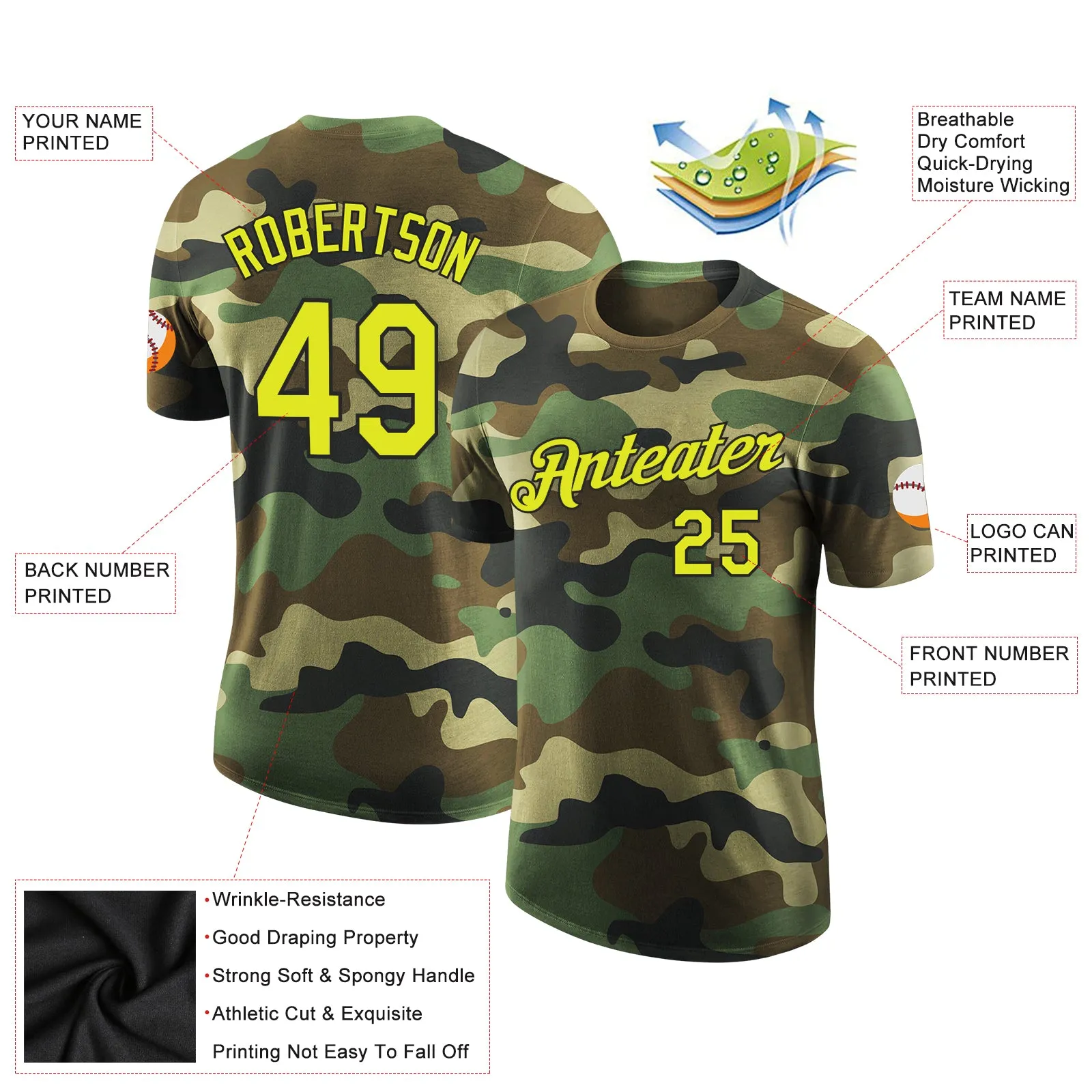 Custom Camo Neon Yellow-Black Performance Salute To Service T-Shirt