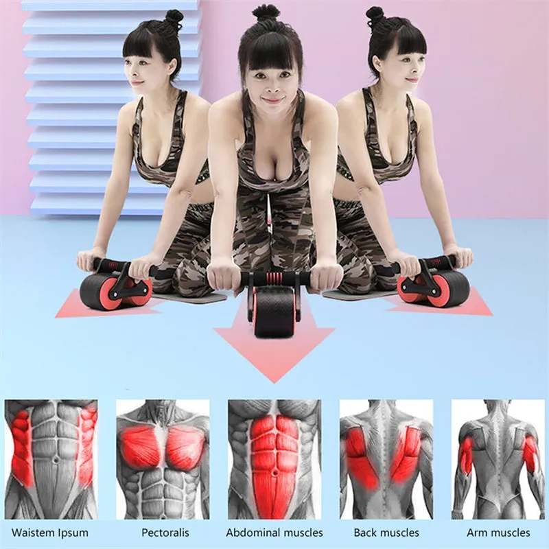 Double Wheel Abdominal Exerciser Automatic Rebound Ab Waist Trainer