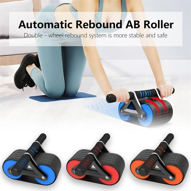 Double Wheel Abdominal Exerciser Automatic Rebound Ab Waist Trainer