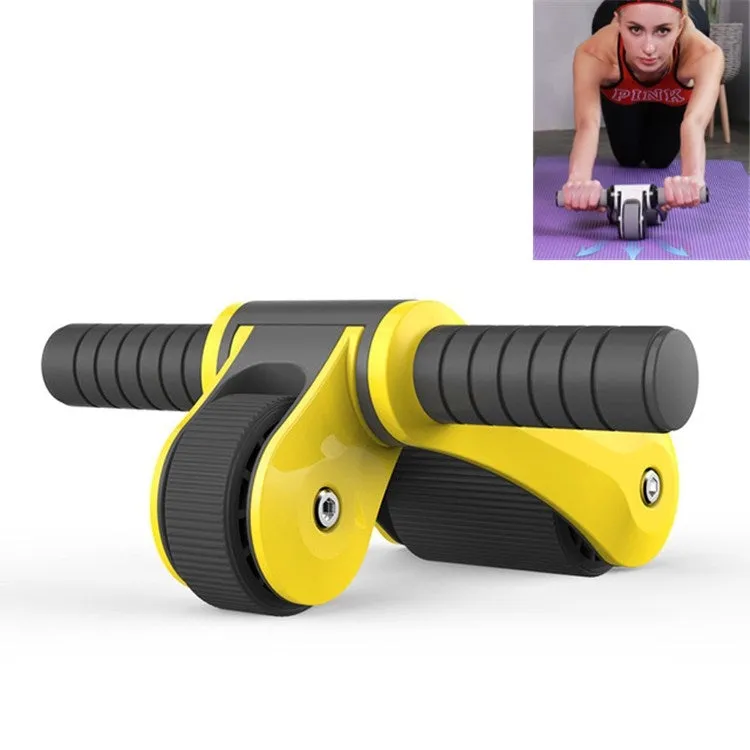 Double-wheel Bearing Roller Silent Exercise Abdominal Muscle Wheel Folding Abdominal Wheel(Yellow)