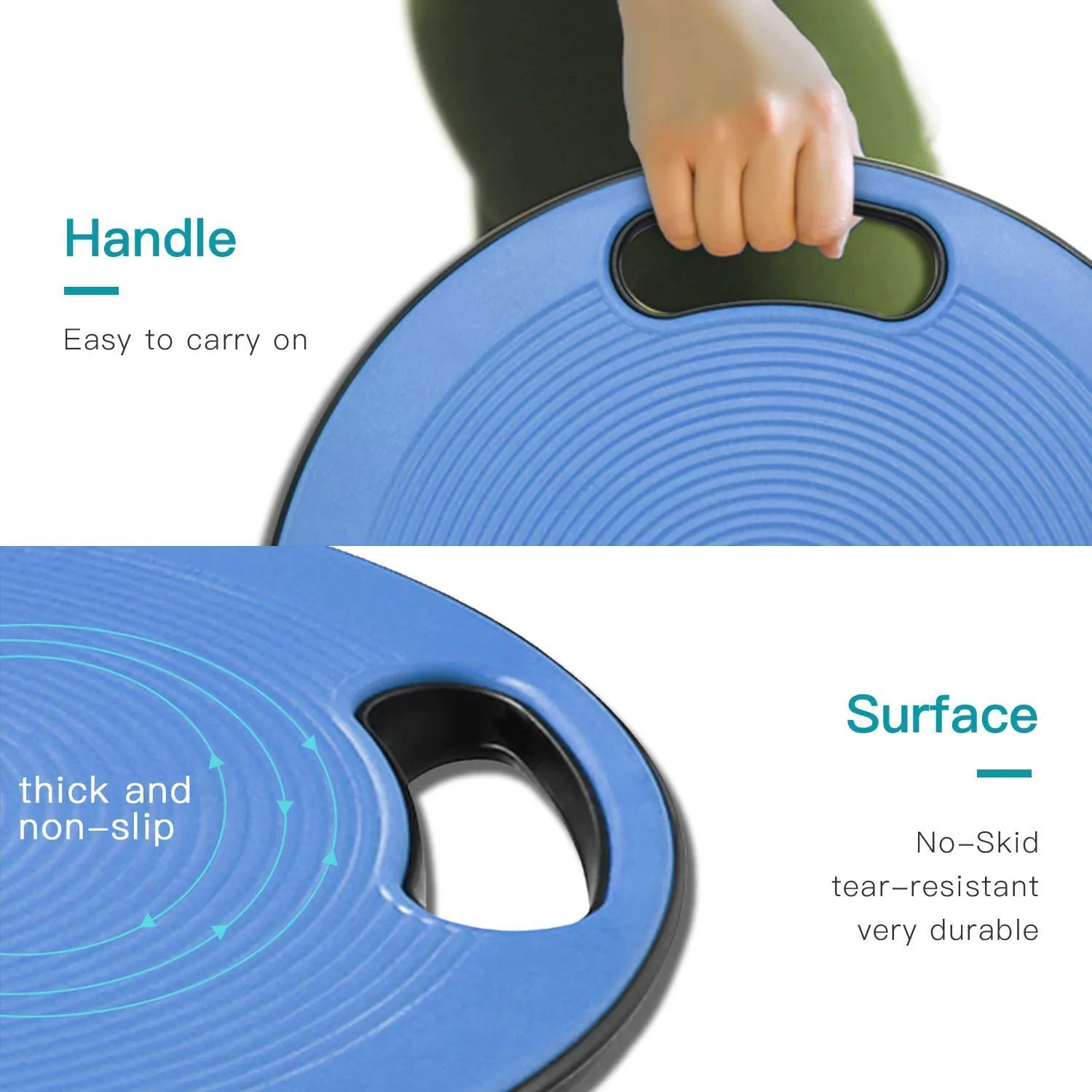 EveryMile Wobble Balance Board, Exercise Balance Stability Trainer Portable Balance Board with Handle for Workout Core Trainer Physical Therapy & Gym 15.7" Diameter No-Skid Surface