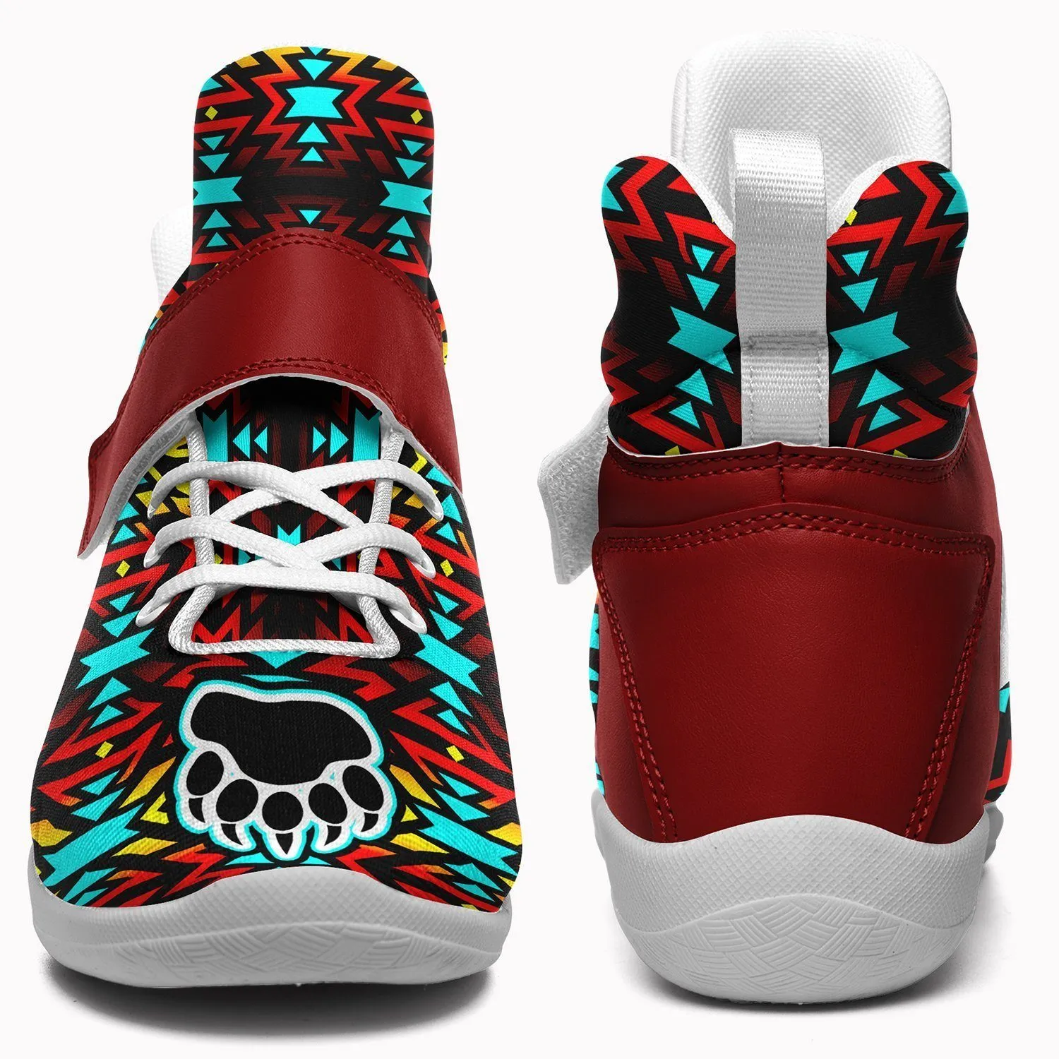 Fire Colors and Turquoise Bearpaw Ipottaa Basketball / Sport High Top Shoes - White Sole