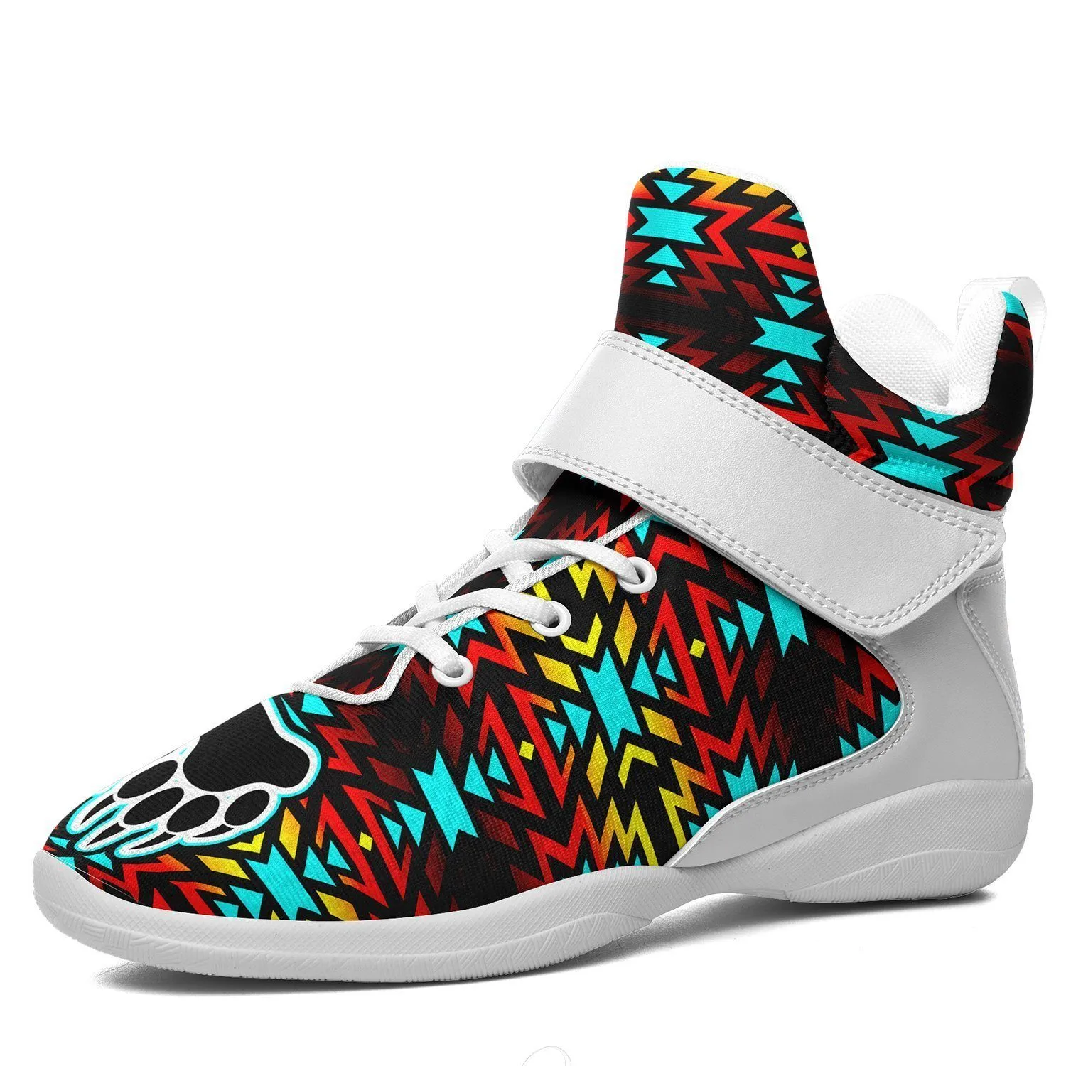 Fire Colors and Turquoise Bearpaw Ipottaa Basketball / Sport High Top Shoes - White Sole