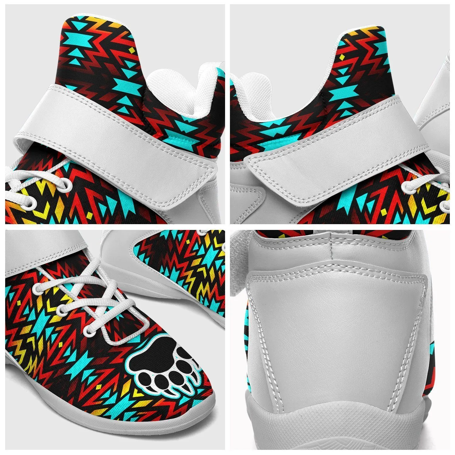 Fire Colors and Turquoise Bearpaw Ipottaa Basketball / Sport High Top Shoes - White Sole