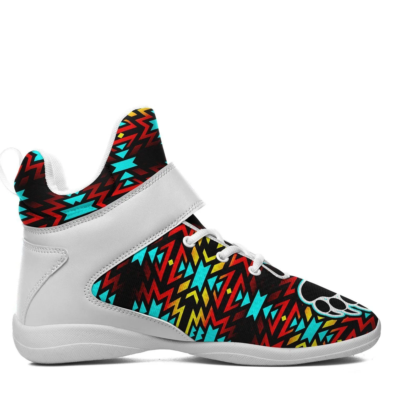 Fire Colors and Turquoise Bearpaw Ipottaa Basketball / Sport High Top Shoes - White Sole