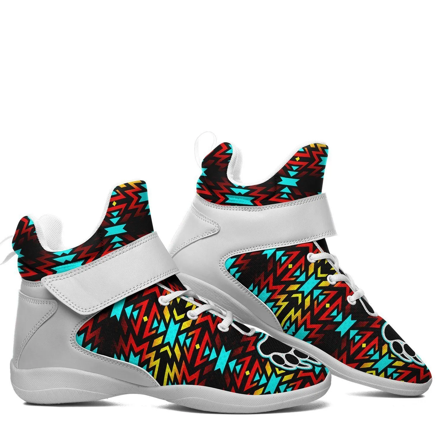 Fire Colors and Turquoise Bearpaw Ipottaa Basketball / Sport High Top Shoes - White Sole