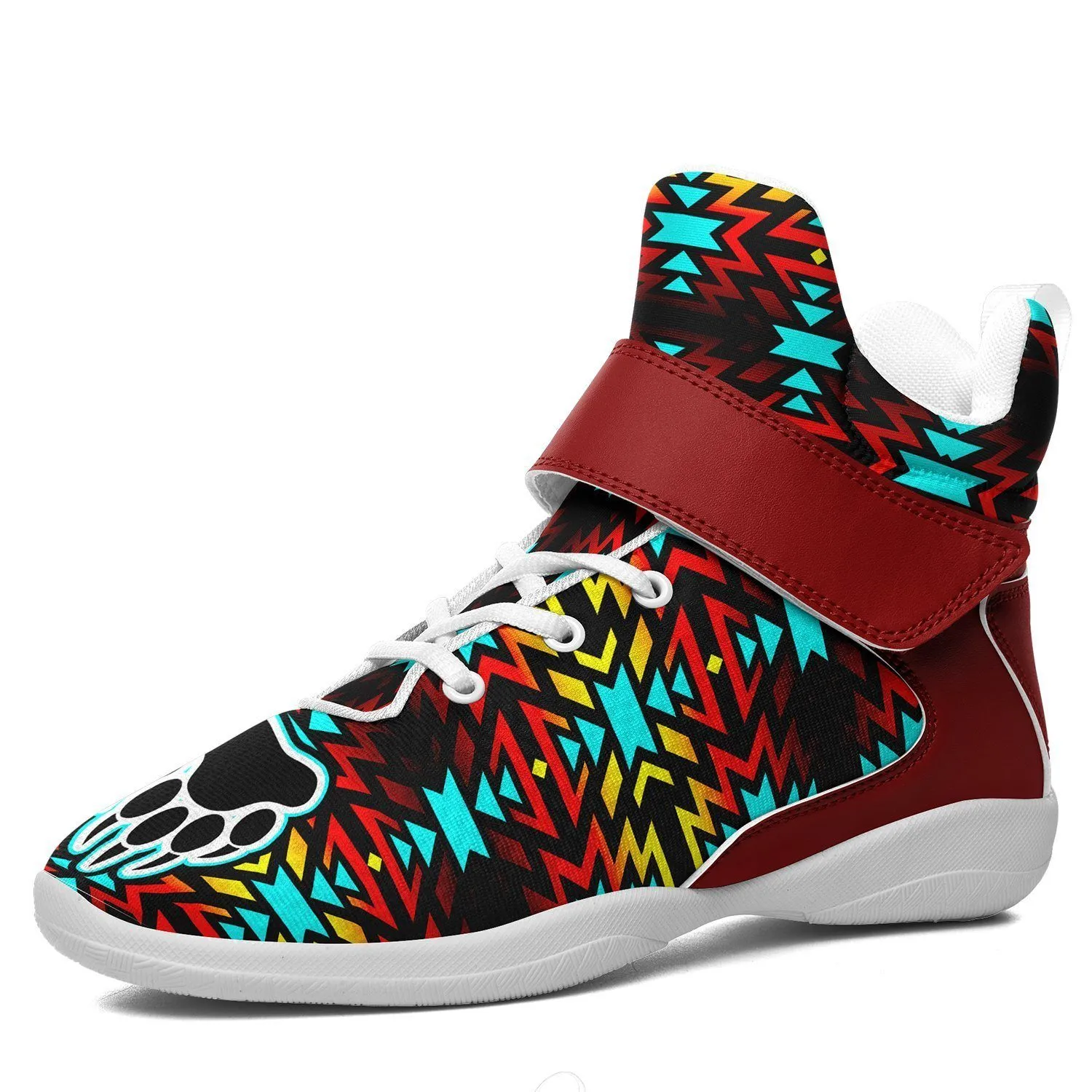 Fire Colors and Turquoise Bearpaw Ipottaa Basketball / Sport High Top Shoes - White Sole