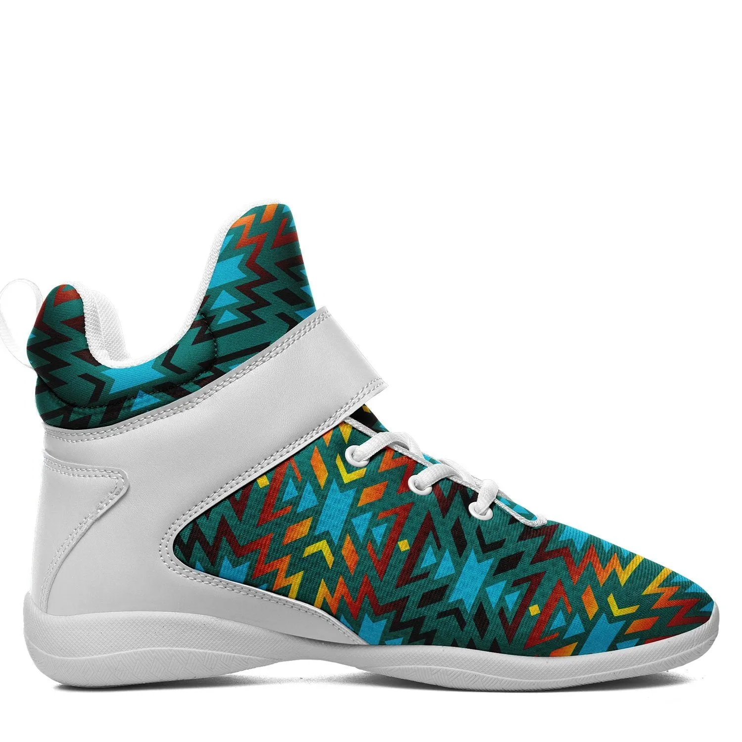 Fire Colors and Turquoise Teal Ipottaa Basketball / Sport High Top Shoes