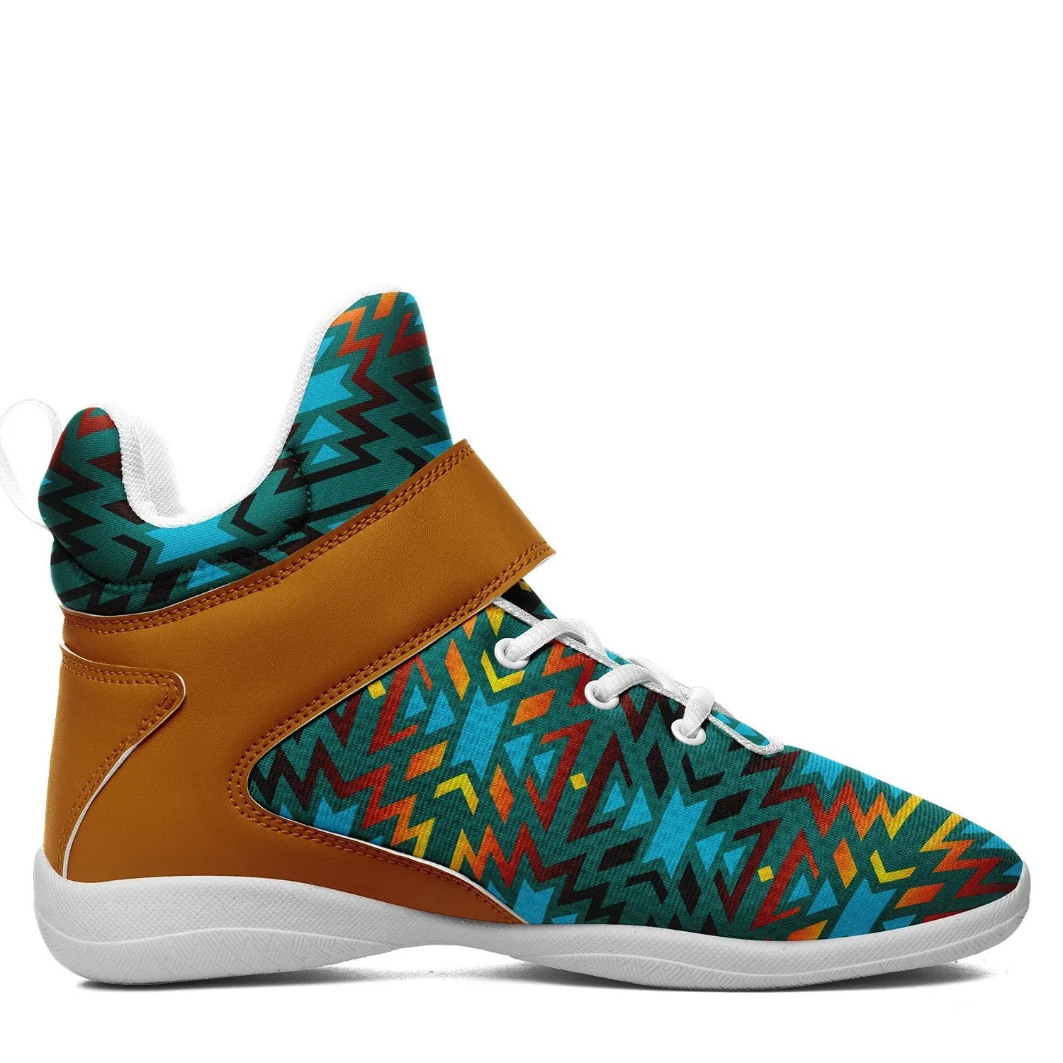 Fire Colors and Turquoise Teal Ipottaa Basketball / Sport High Top Shoes