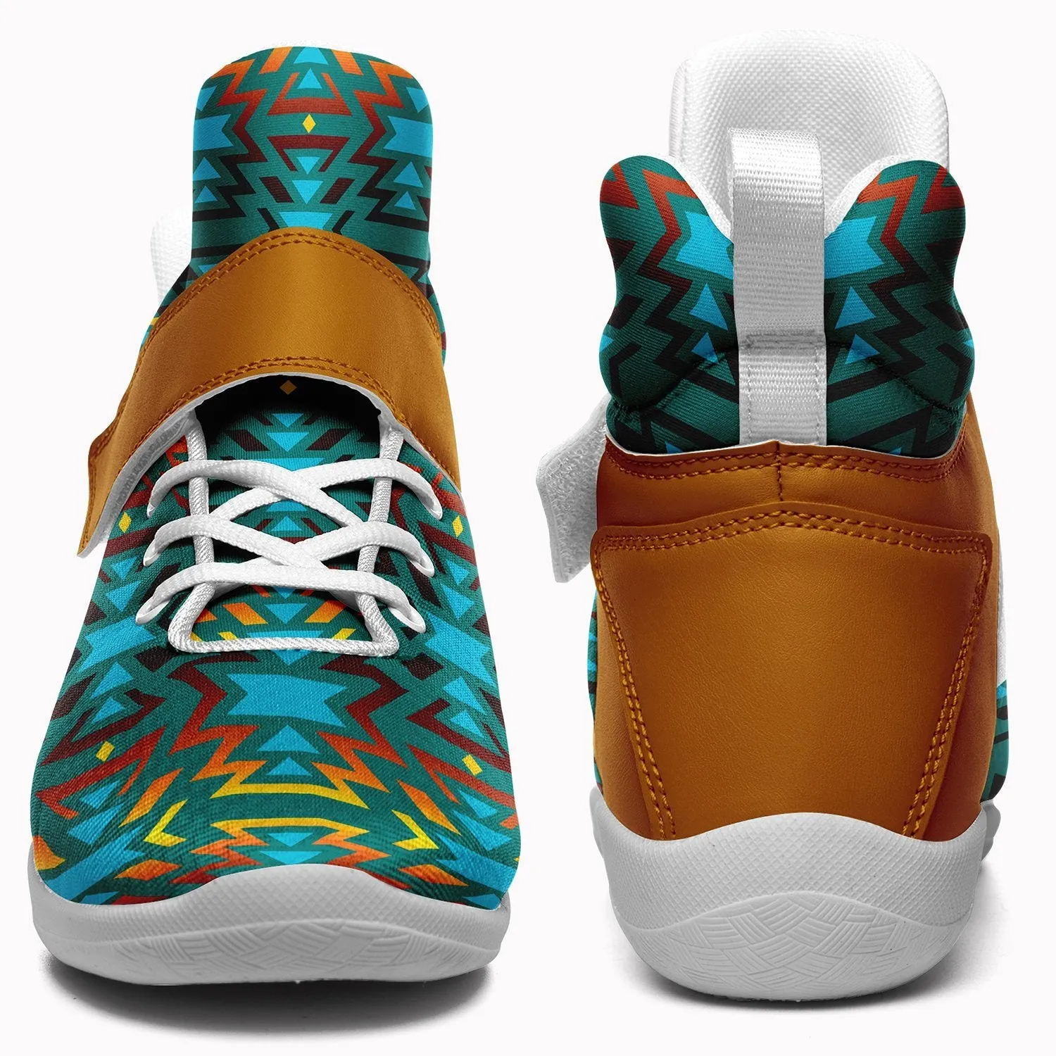 Fire Colors and Turquoise Teal Ipottaa Basketball / Sport High Top Shoes