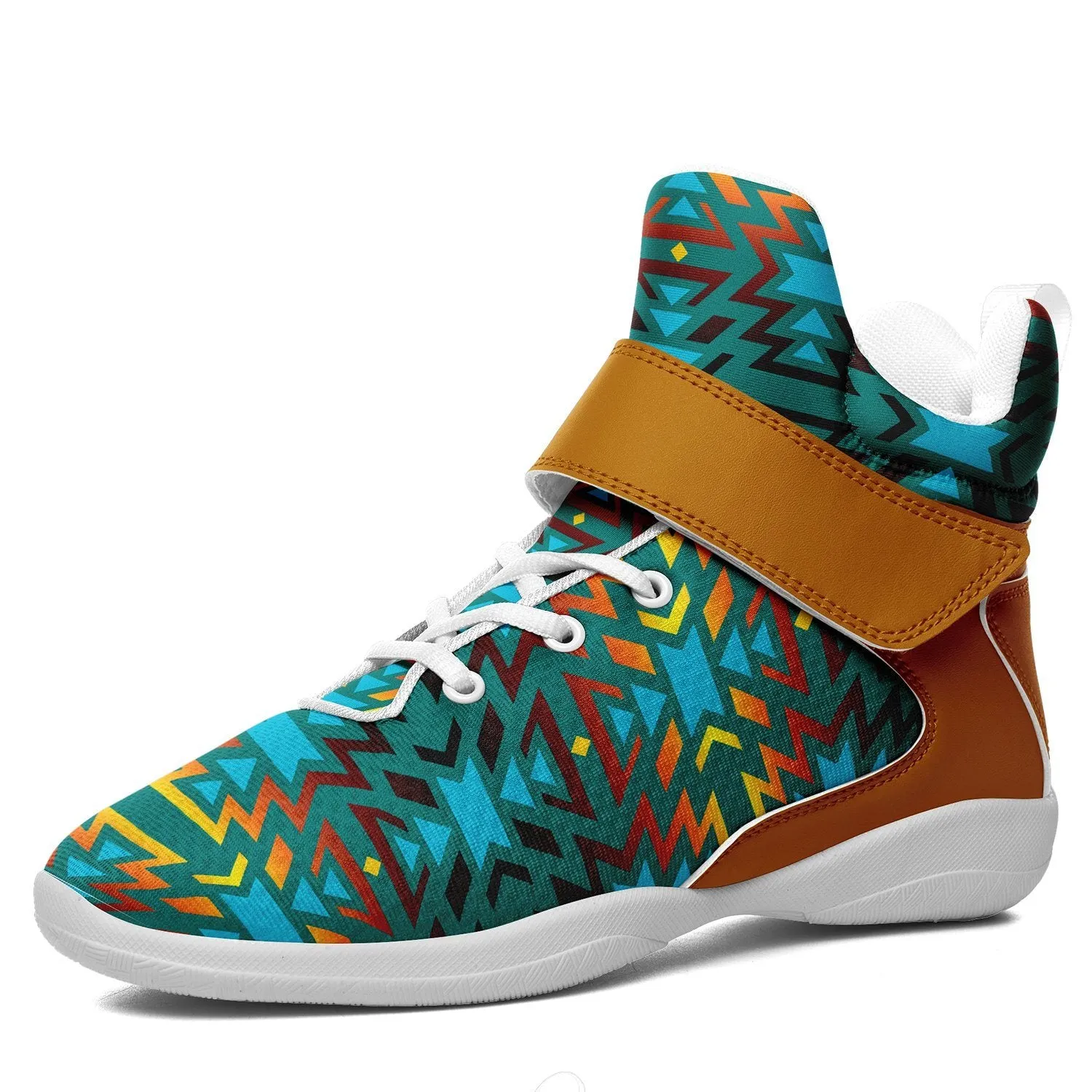 Fire Colors and Turquoise Teal Ipottaa Basketball / Sport High Top Shoes