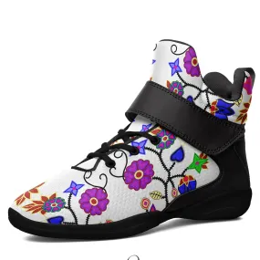 Floral Beadwork Seven Clans White Ipottaa Basketball / Sport High Top Shoes - Black Sole