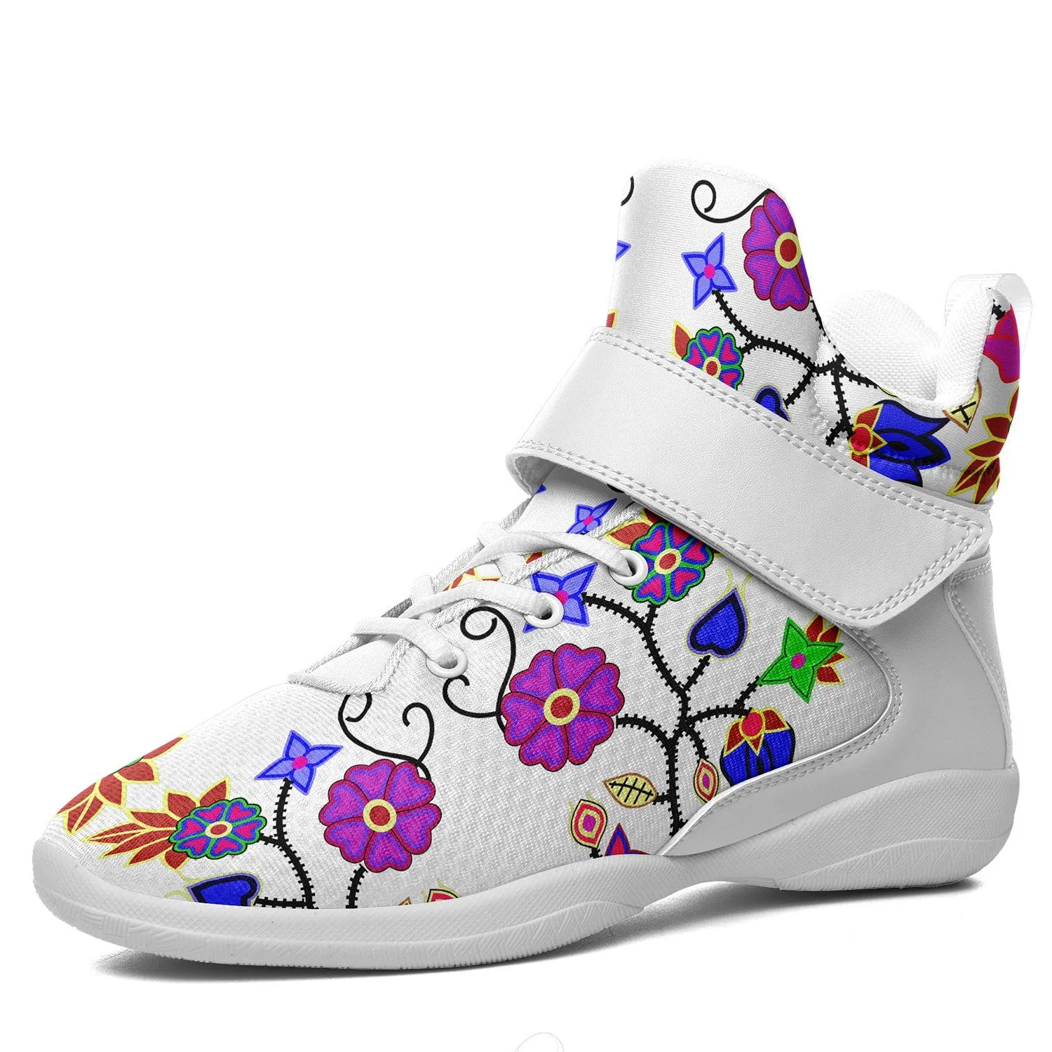 Floral Beadwork Seven Clans White Ipottaa Basketball / Sport High Top Shoes