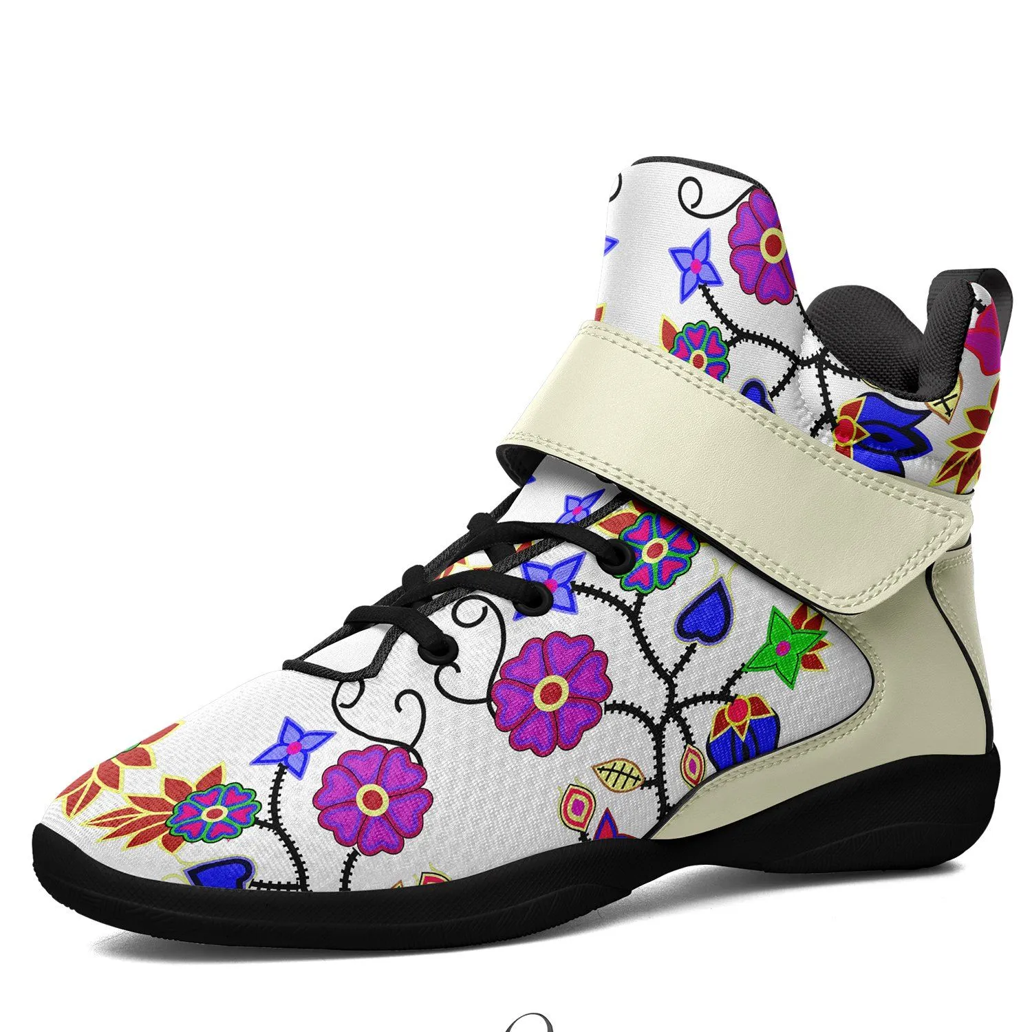 Floral Beadwork Seven Clans White Ipottaa Basketball / Sport High Top Shoes