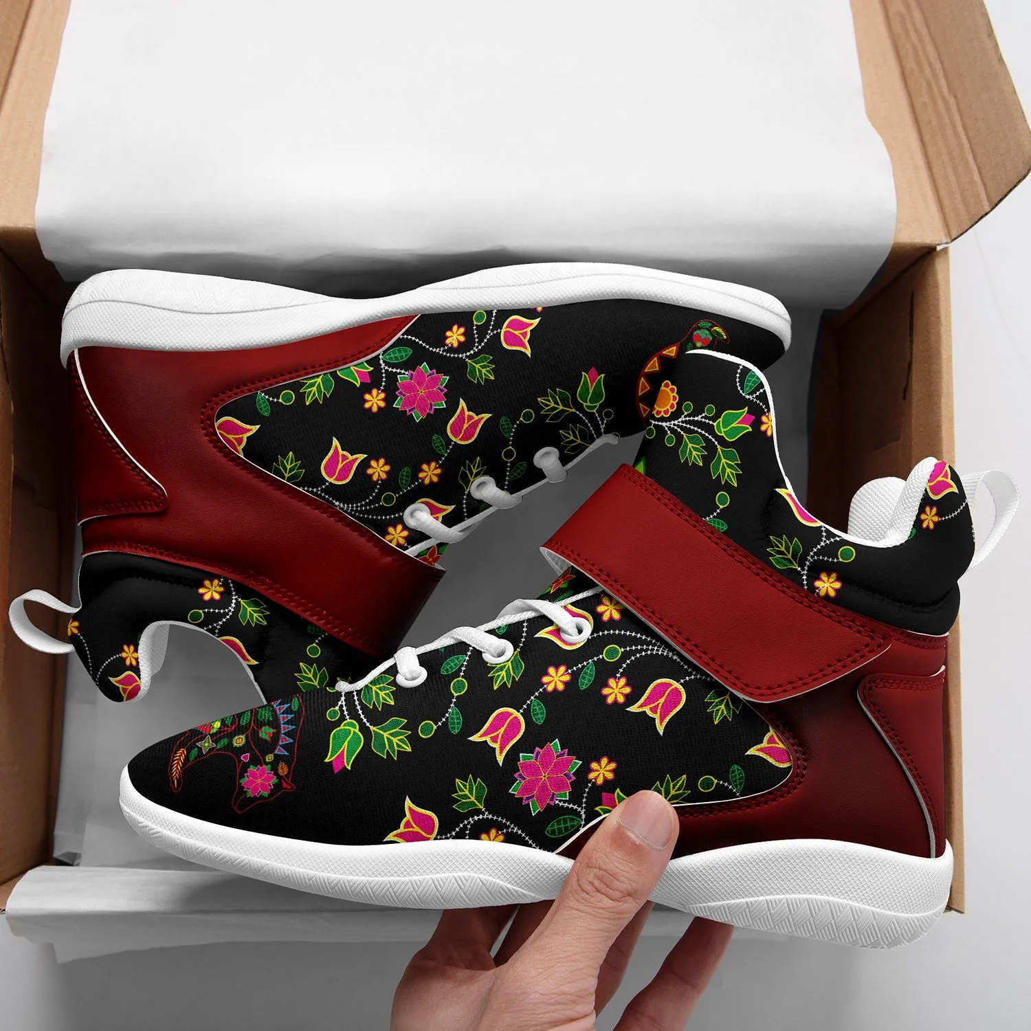 Floral Bear Ipottaa Basketball / Sport High Top Shoes