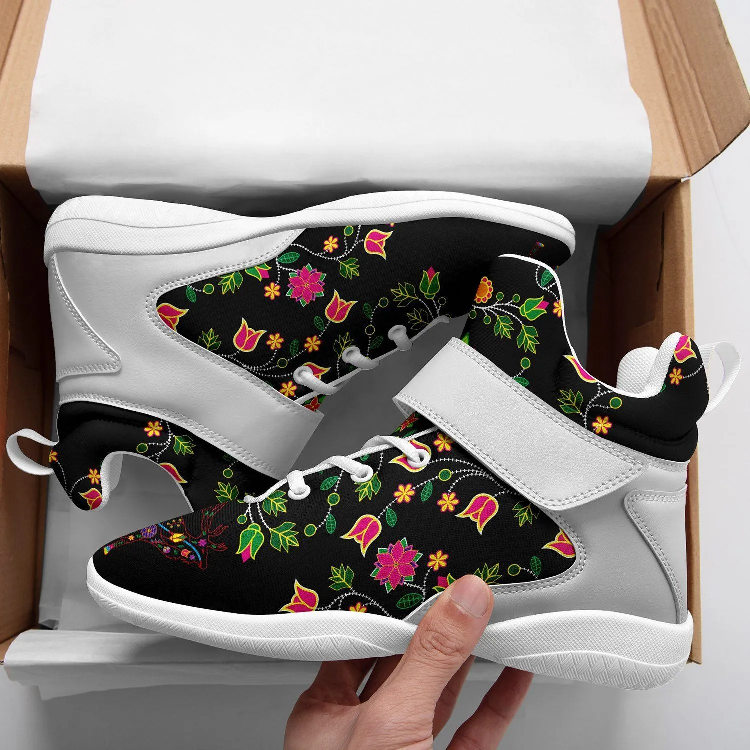 Floral Elk Ipottaa Basketball / Sport High Top Shoes - White Sole