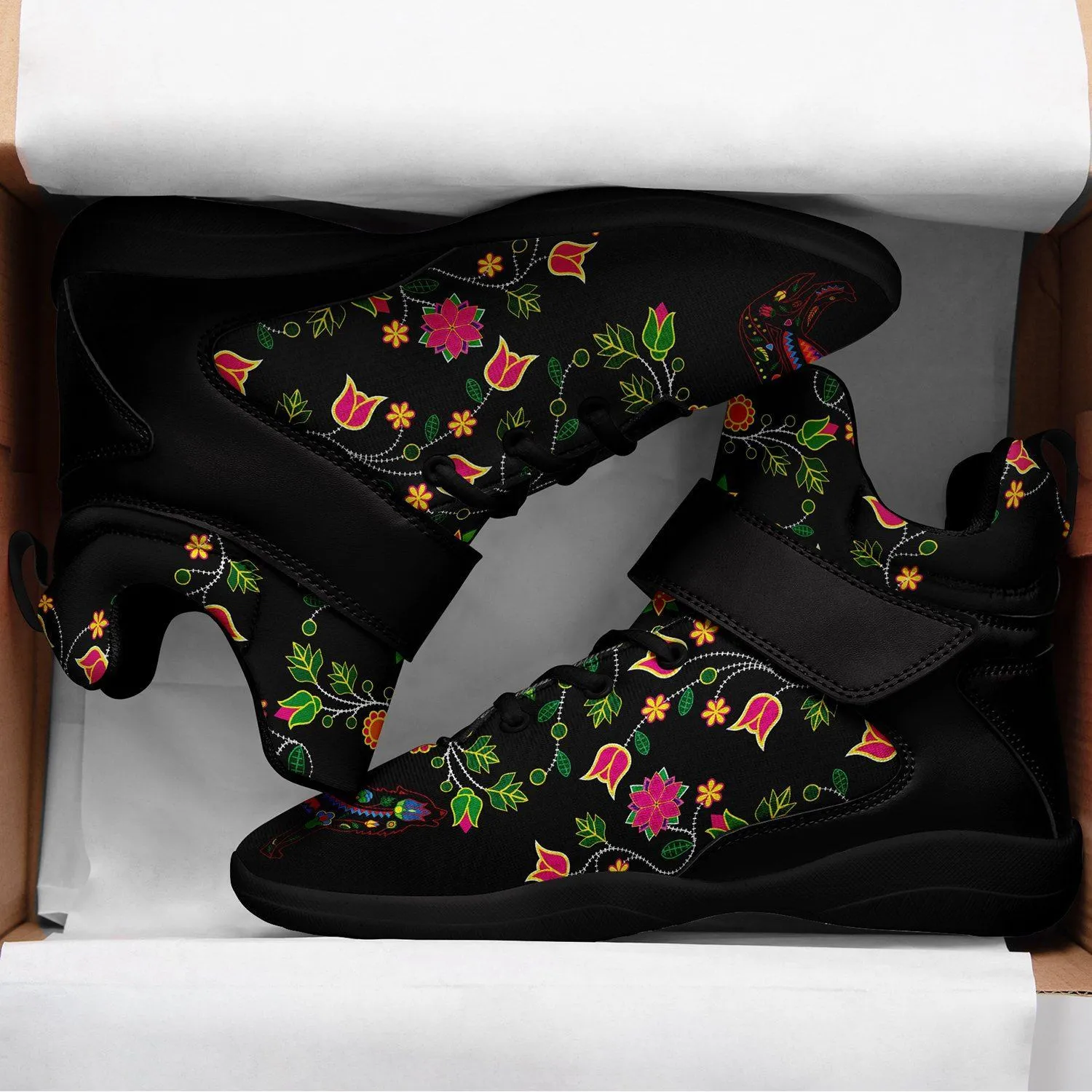 Floral Wolf Ipottaa Basketball / Sport High Top Shoes - Black Sole