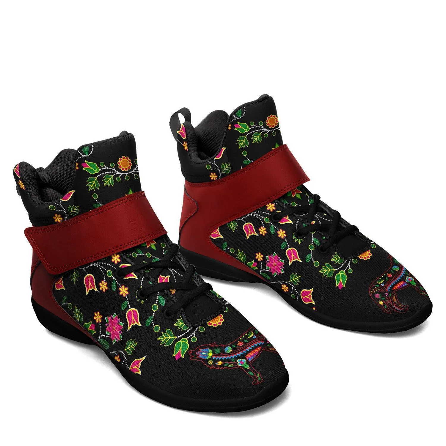 Floral Wolf Ipottaa Basketball / Sport High Top Shoes - Black Sole