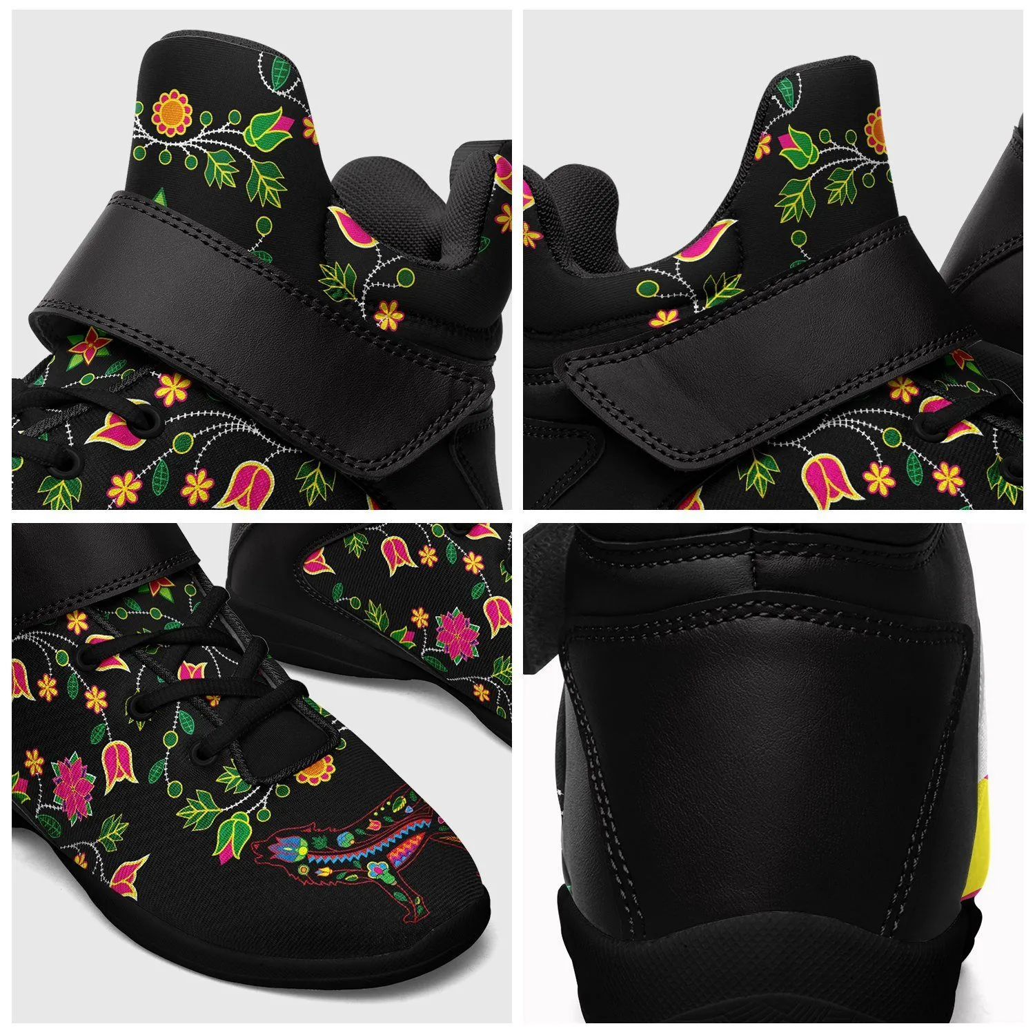 Floral Wolf Ipottaa Basketball / Sport High Top Shoes - Black Sole