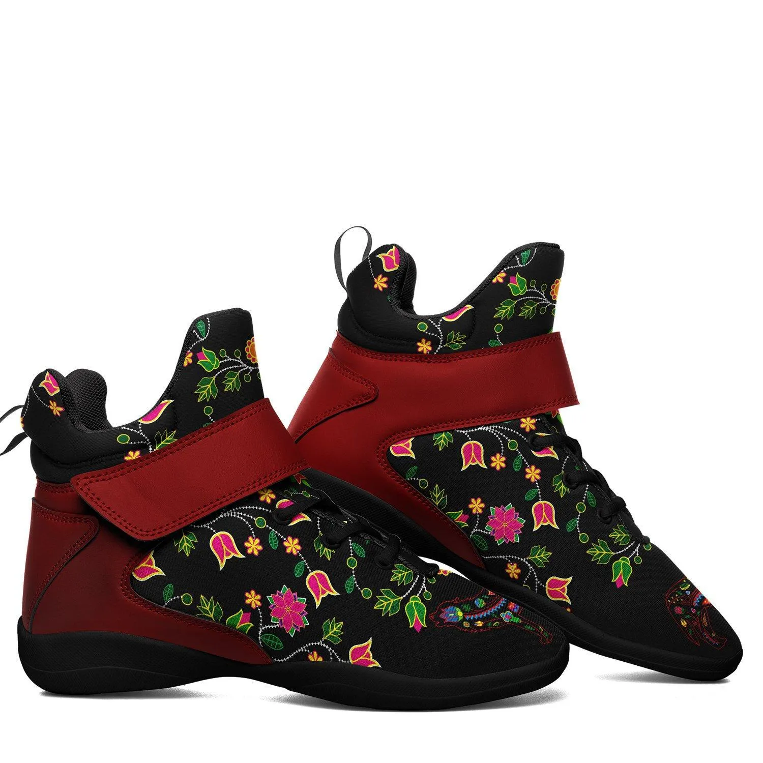 Floral Wolf Ipottaa Basketball / Sport High Top Shoes - Black Sole