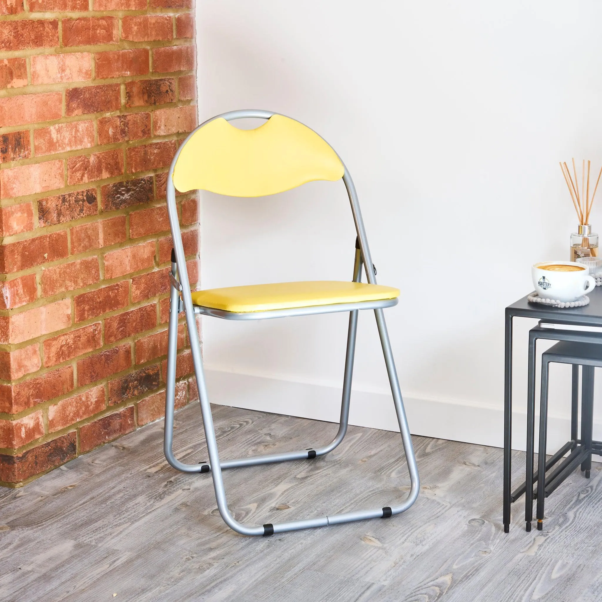 Folding Padded Office Chair - Yellow